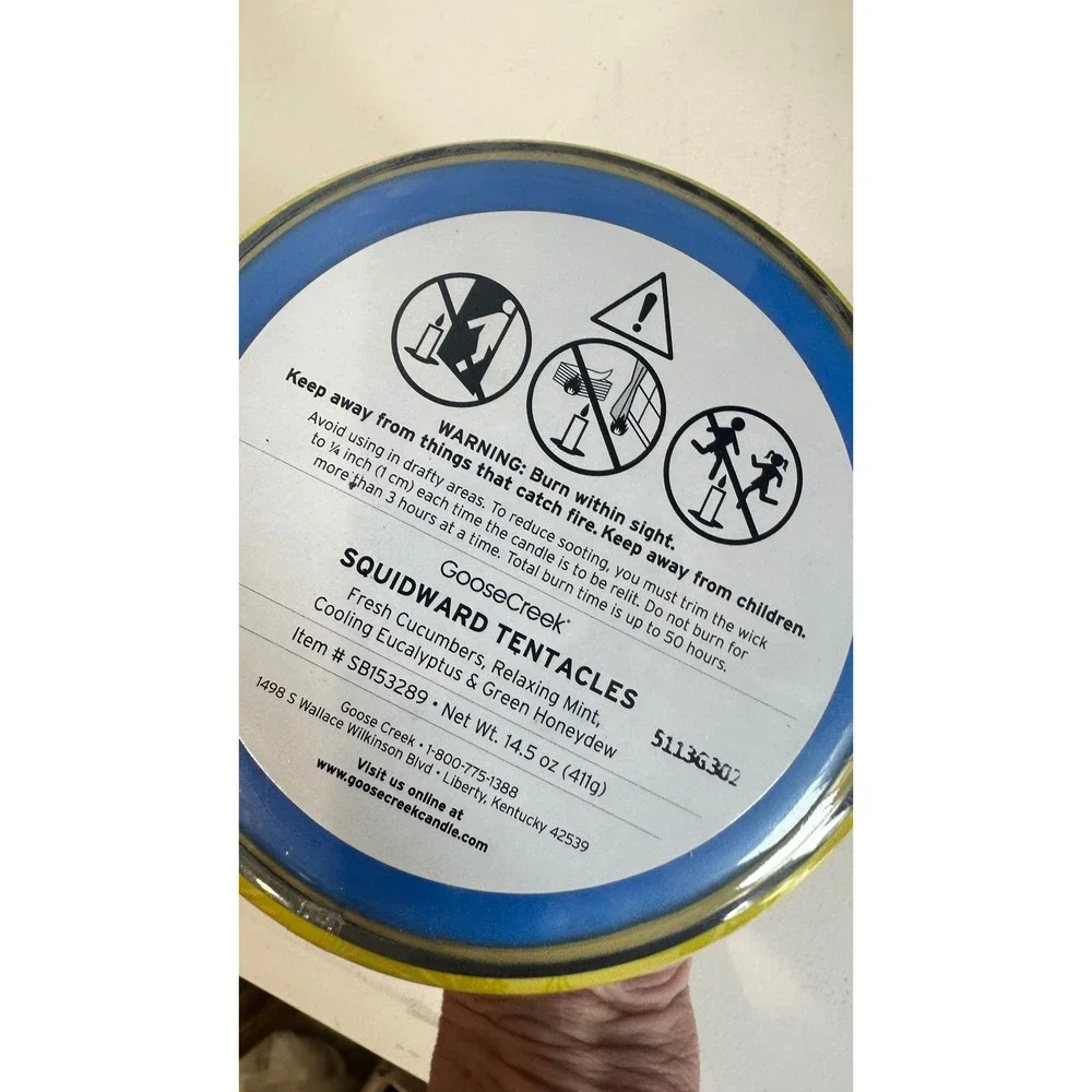 Goose Creek Spongebob Squidward Tentacles 3-Wick Candle 14.5oz Fresh Mint Cuke